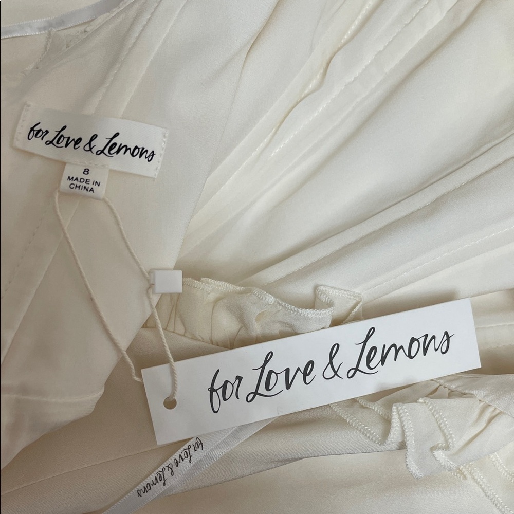 FOR LOVE & LEMONS Harmony Strapless Corset Ruffle Bow White Maxi Dress Size 8 - Picture 8 of 9